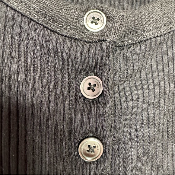 Wilfred free tank top button down black ribbed shirt stretchy soft classic luxe - Picture 3 of 4